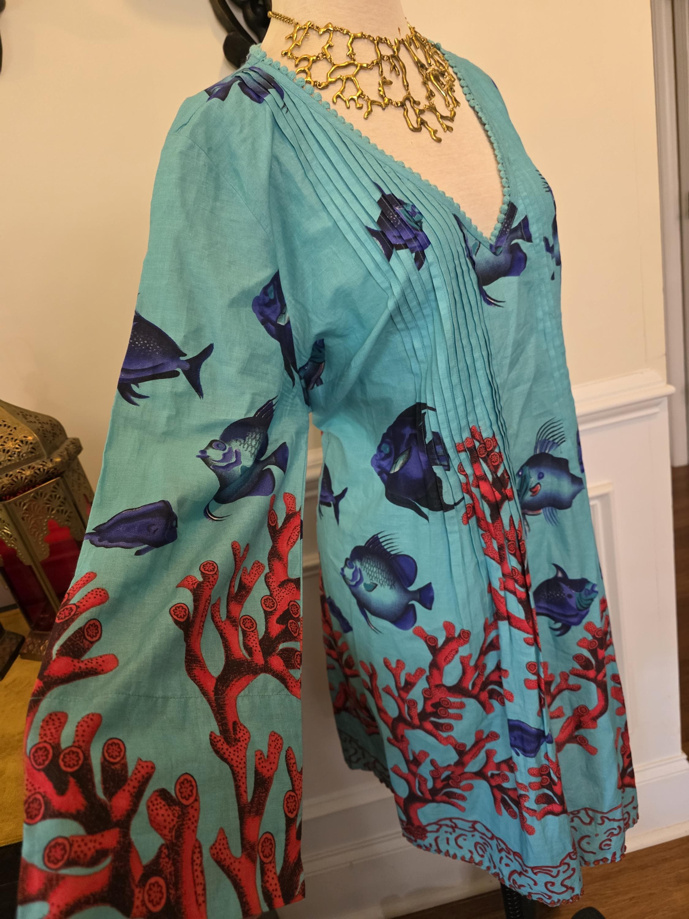 soft surroundings dress Cotton Coastal Coastal Ocean Theme XL seam pockets Size:46 L Length: Long Midi dress Strapless Ruched Sheath Gown