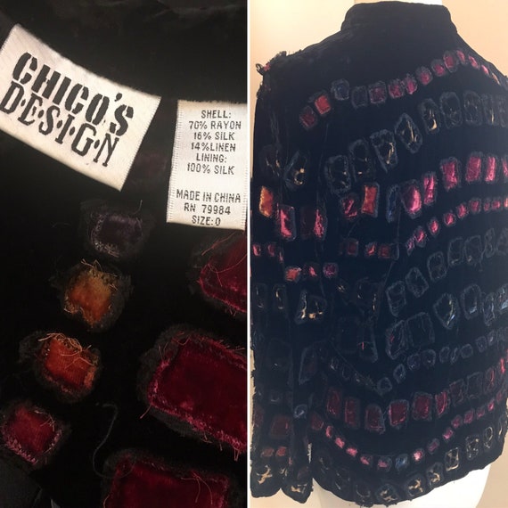 Chico's Design Velvet Patchwork Squares Jacket Co… - image 5