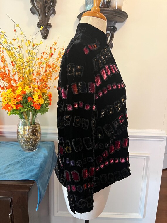 Chico's Design Velvet Patchwork Squares Jacket Co… - image 8