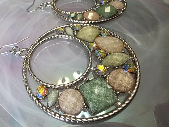 Art Deco Statement Earrings Aurora Borealis Pastels Spring