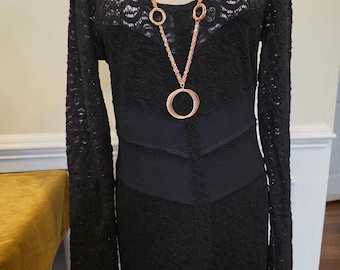 Free People Black Lace Dress Whimsigoth Stretch Tunic Witchy