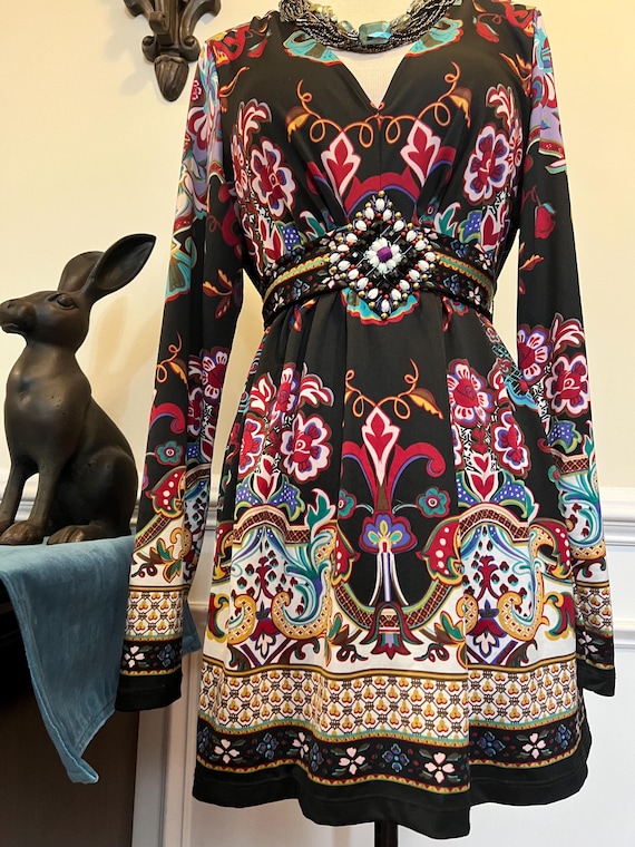 beige by eci dress Beaded Paisley Shift 10 FLAW Beige by eci | Dresses