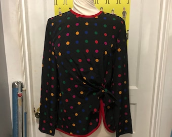 multi colored polka dot blouse