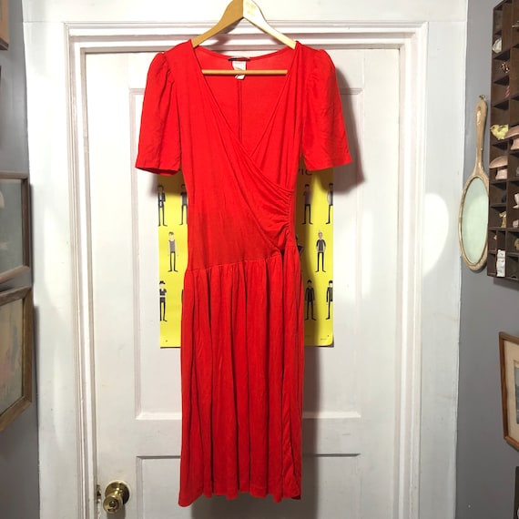 Vintage 70s/80s Acrylic Red Dress by WIZ - image 1