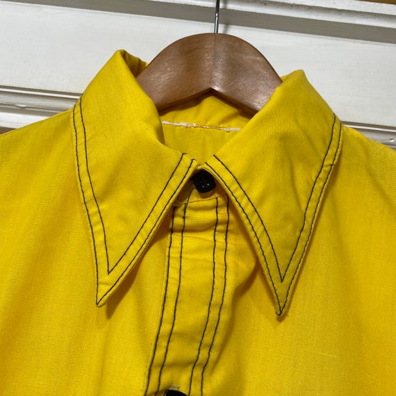 Vintage 1970s Bright Yellow Button Down Shirt - image 2