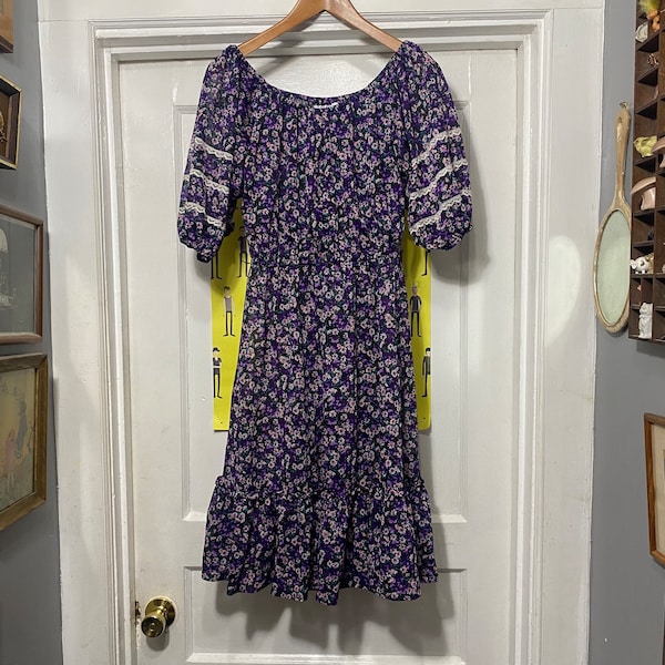 Vintage Off Shoulder Floral Prairie Core Lightweight Dress by JJ Dean