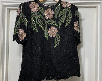 Vintage Beaded/Sequined Blouse by Laurence Kazar