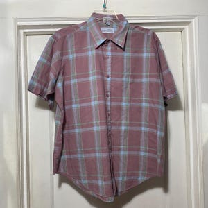 Vintage Purple and Blue Windbreaker Brand Button Down Plaid Shirt