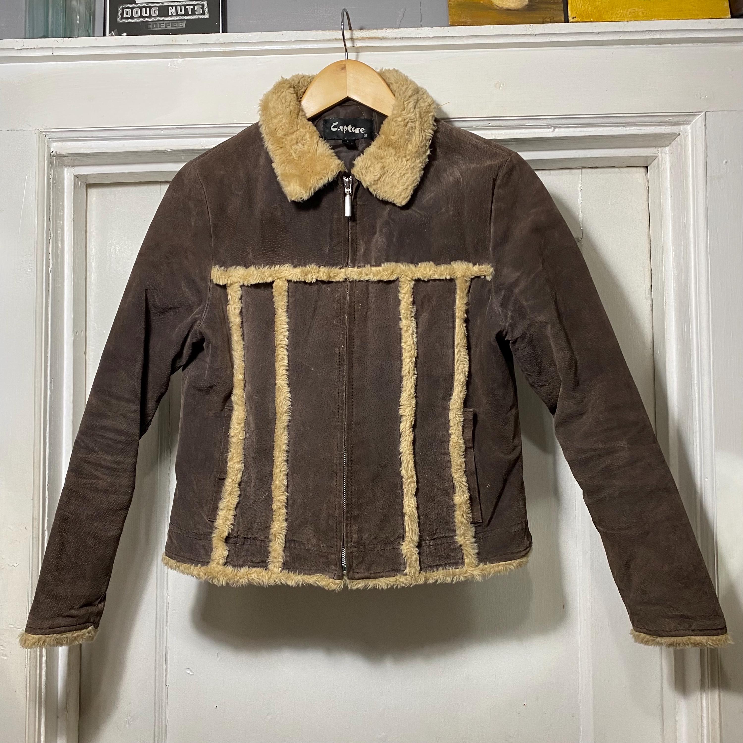 ジャケット・アウター fur jacket suede archive y2k vkei Y2k Suede Fur Jacket - Etsy