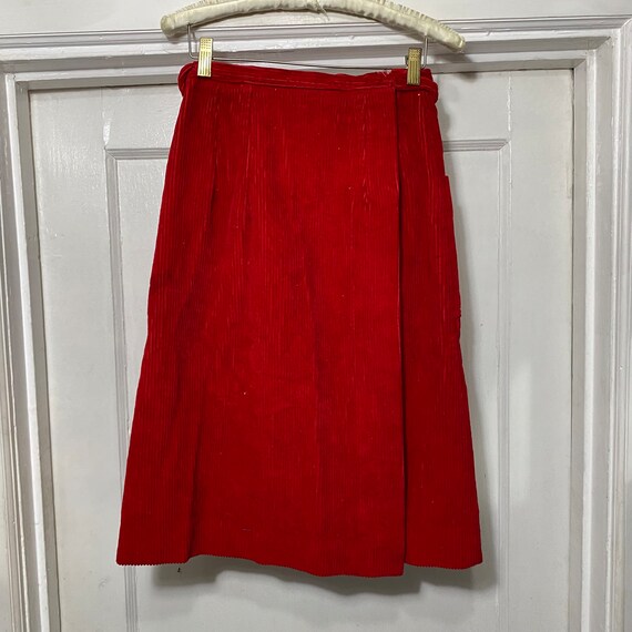 Green corduroy wrap skirt