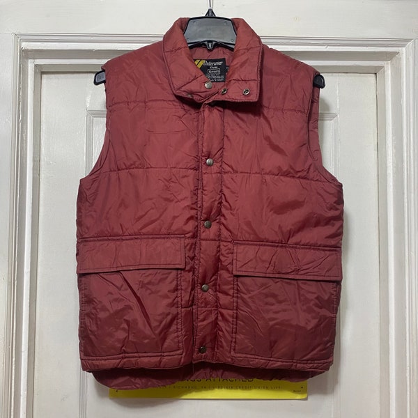 Vintage 1970s Maroon Puffer Vest by SEARS