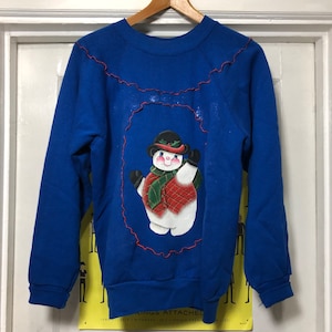 Hand Painted Snowman Novelty Christmas Sweatshirt