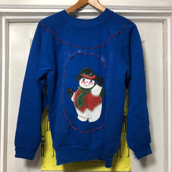 Hand Painted Snowman Novelty Christmas Sweatshirt - image 1