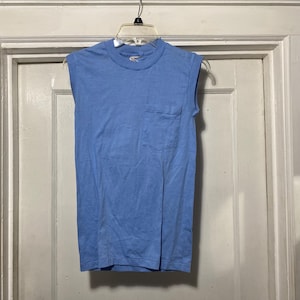 Canotta vintage blu con tasca