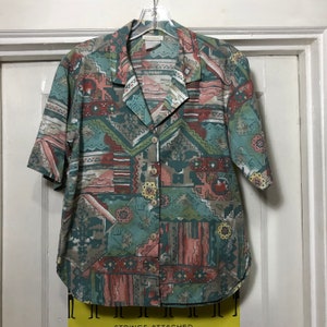 Vintage Patterned Western Print Blouse