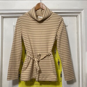 Vintage 1970s Red and Tan Striped Turtleneck Shirt