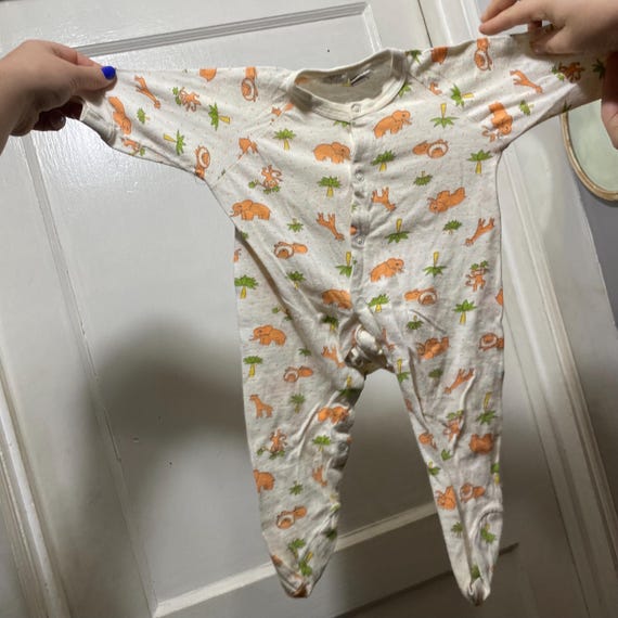 Vintage Montgomery Ward Infant Onesie With Elephants Lions and Monkeys