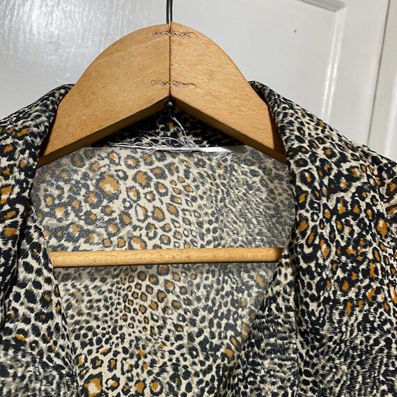 Vintage Leopard Print Button Down Semi Sheer Blou… - image 4