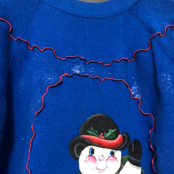 Hand Painted Snowman Novelty Christmas Sweatshirt - image 3