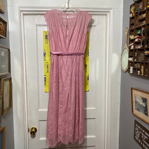 Vintage 70s JCPenney Pink Lace Floral Dress - image 4