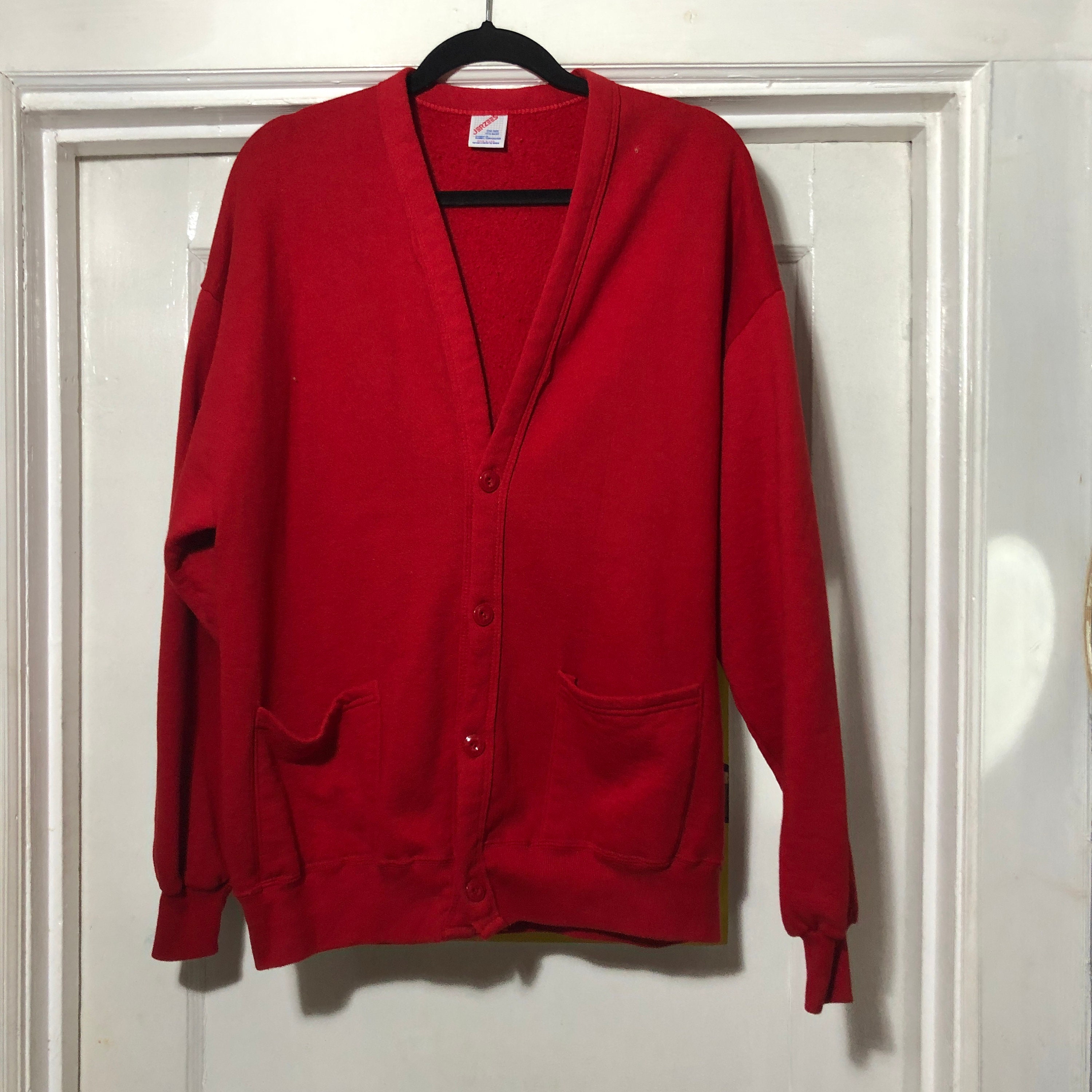 Vintage Jerzees Red Sweatshirt Cardigan - Etsy
