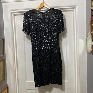 Vintage 80s Black Sequin/Beaded Dress by Stenay