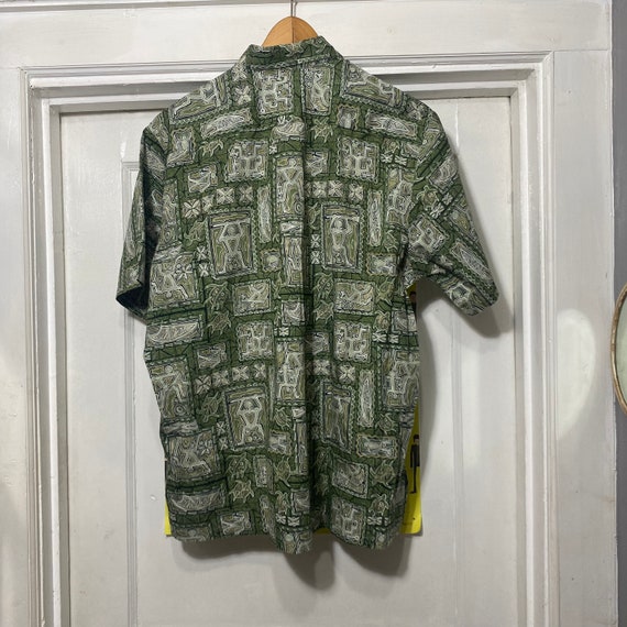 Vintage All Over Print Green Hawaiian Shirt - image 4