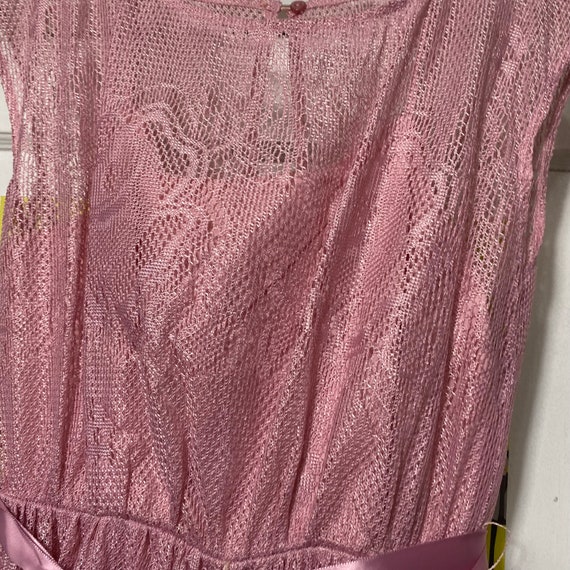 Vintage 70s JCPenney Pink Lace Floral Dress - image 3