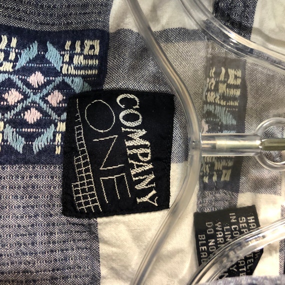 Vintage Checker Patterned Button Down Cotton Blou… - image 2