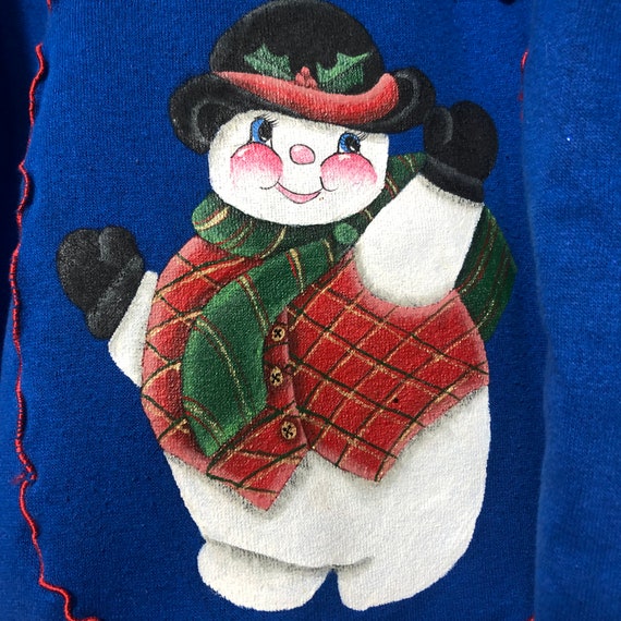 Hand Painted Snowman Novelty Christmas Sweatshirt - image 2