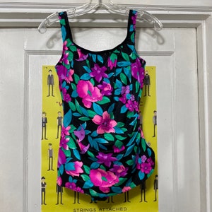 Vintage 80s Floral One Piece Swimsuit by Mainstream