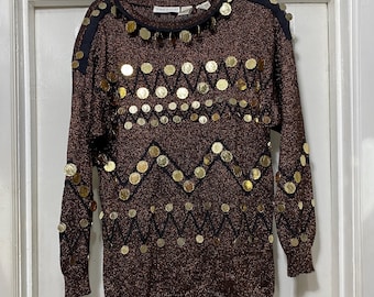 Vintage 1989 Metallic Fake Coin Embellished Coppery