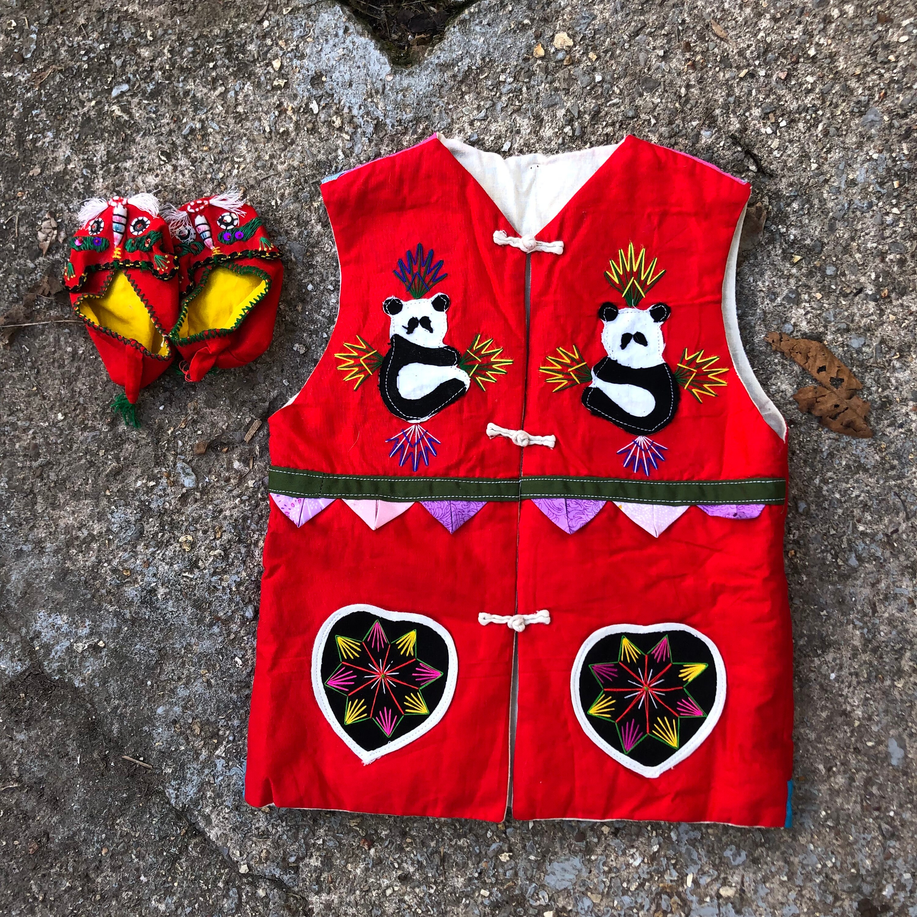 Vintage Kids Chinese Embroidered Patchwork Vest With 3D