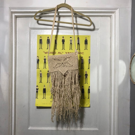 Vintage Stringy Macrame 1970s Purse - image 1