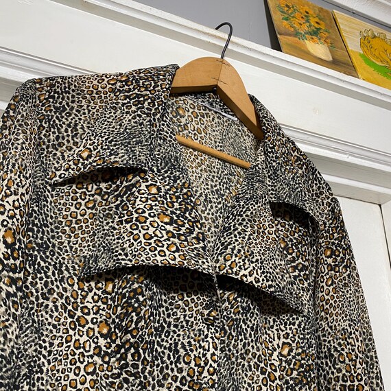 Vintage Leopard Print Button Down Semi Sheer Blou… - image 2