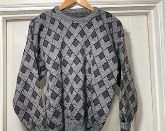 Vintage Grey Geometric Pattern Sweater