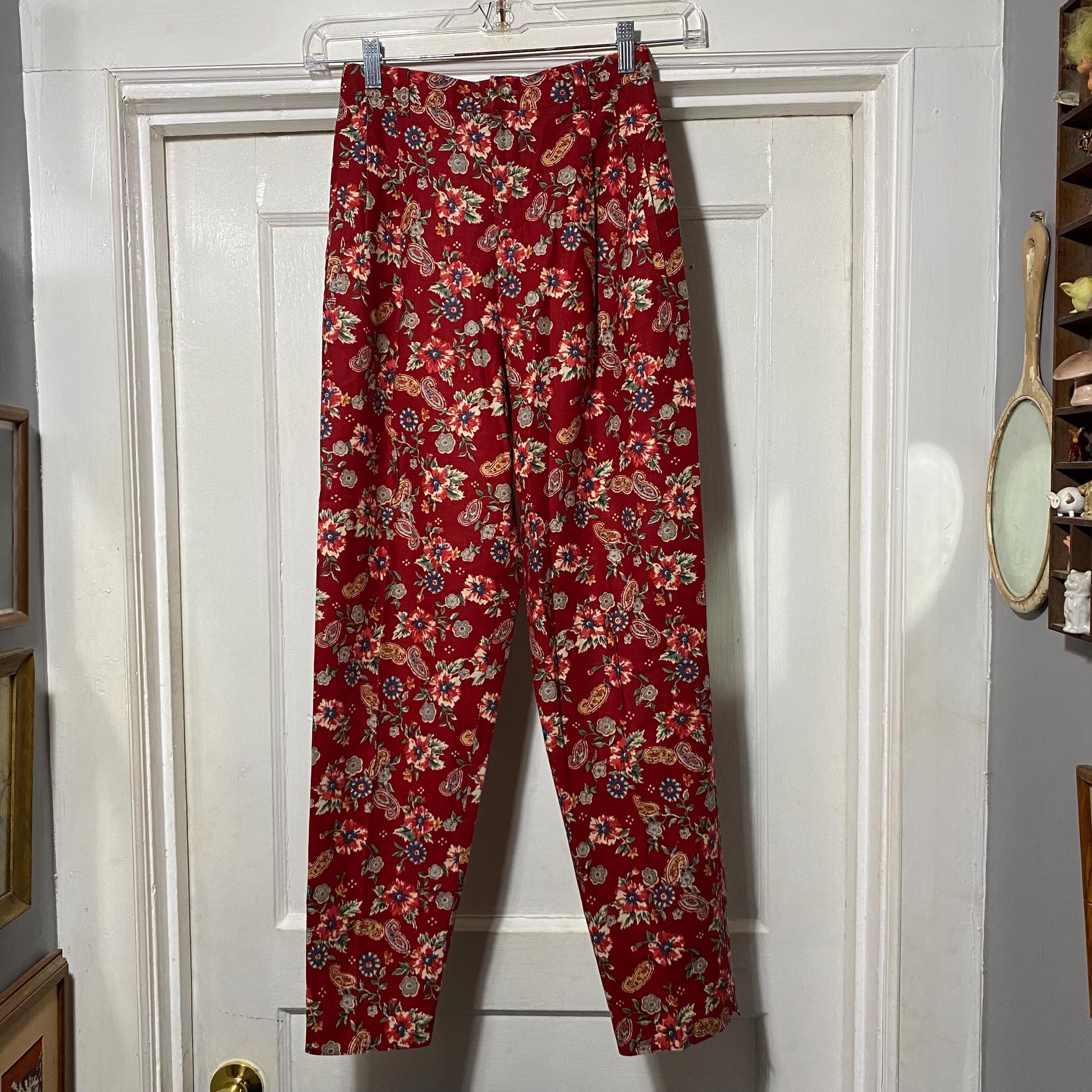 80s Floral Pants - Etsy Canada