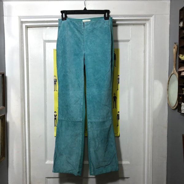 Vintage Caché Suede Front Y2k Blue Pants