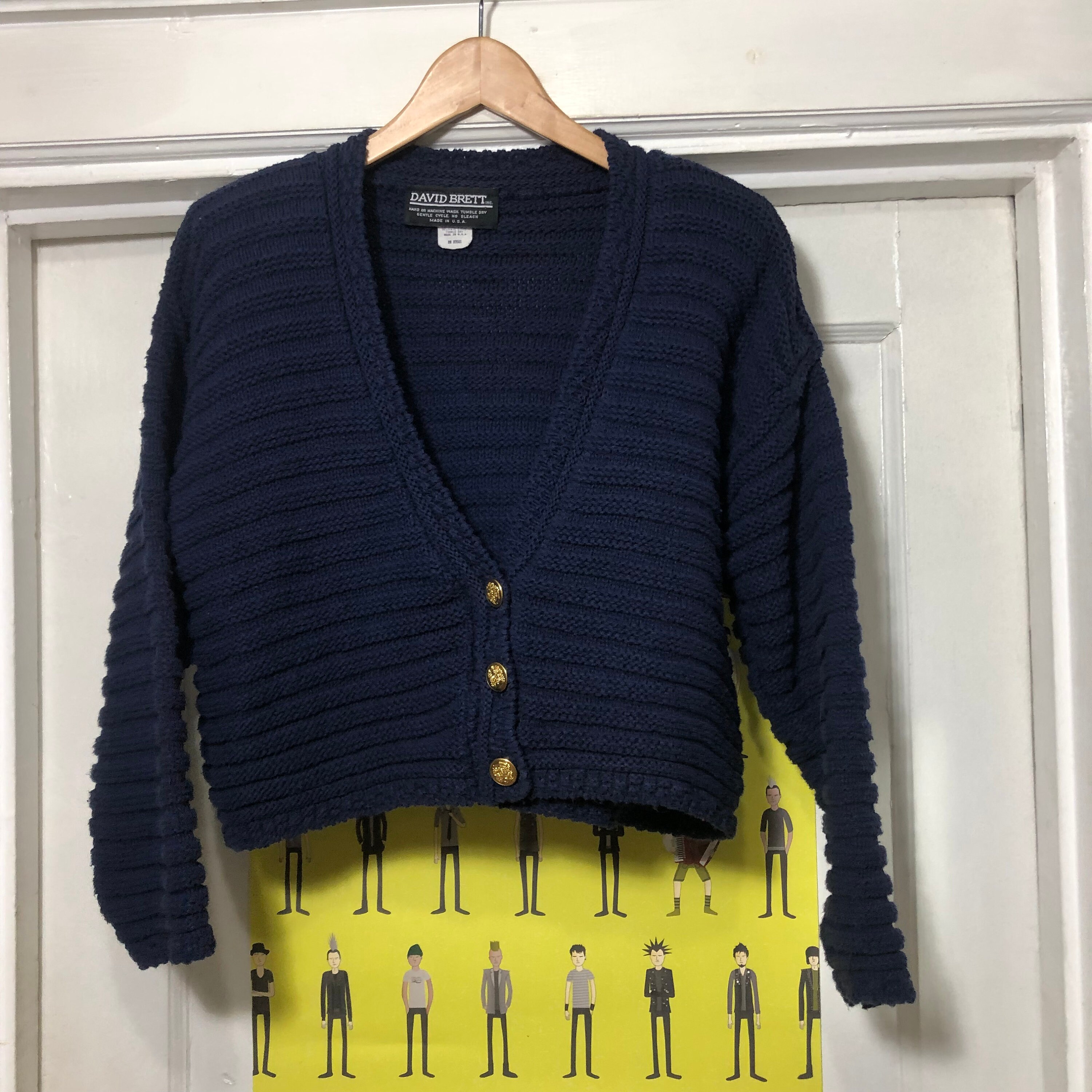 Vintage Navy Blue Cropped Cardigan Sweater Etsy Canada