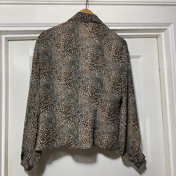 Vintage Leopard Print Button Down Semi Sheer Blou… - image 6
