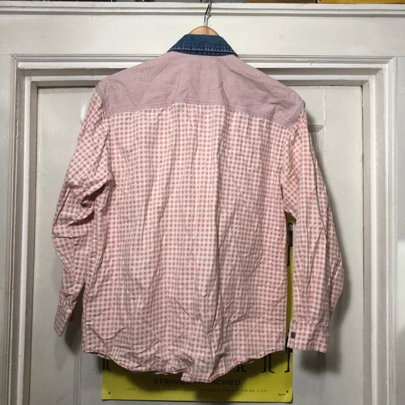 Vintage 90s Guess Jeans Pink Gingham Button Down … - image 3