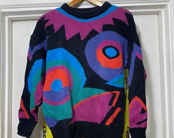 Vintage Colorful Geometric Patterned Sweater