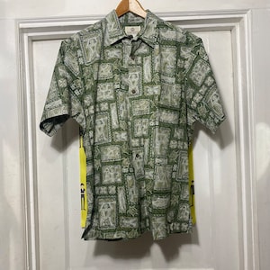 Vintage All Over Print Green Hawaiian Shirt