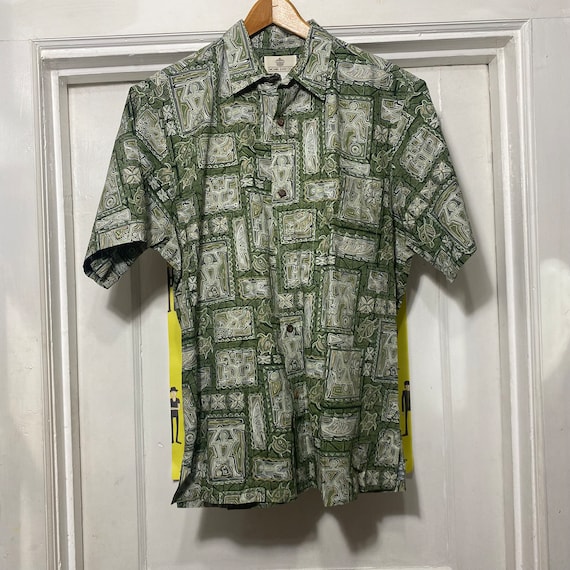 Vintage All Over Print Green Hawaiian Shirt - image 1