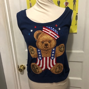 Vintage Novelty USA Teddy Bear Tank Top