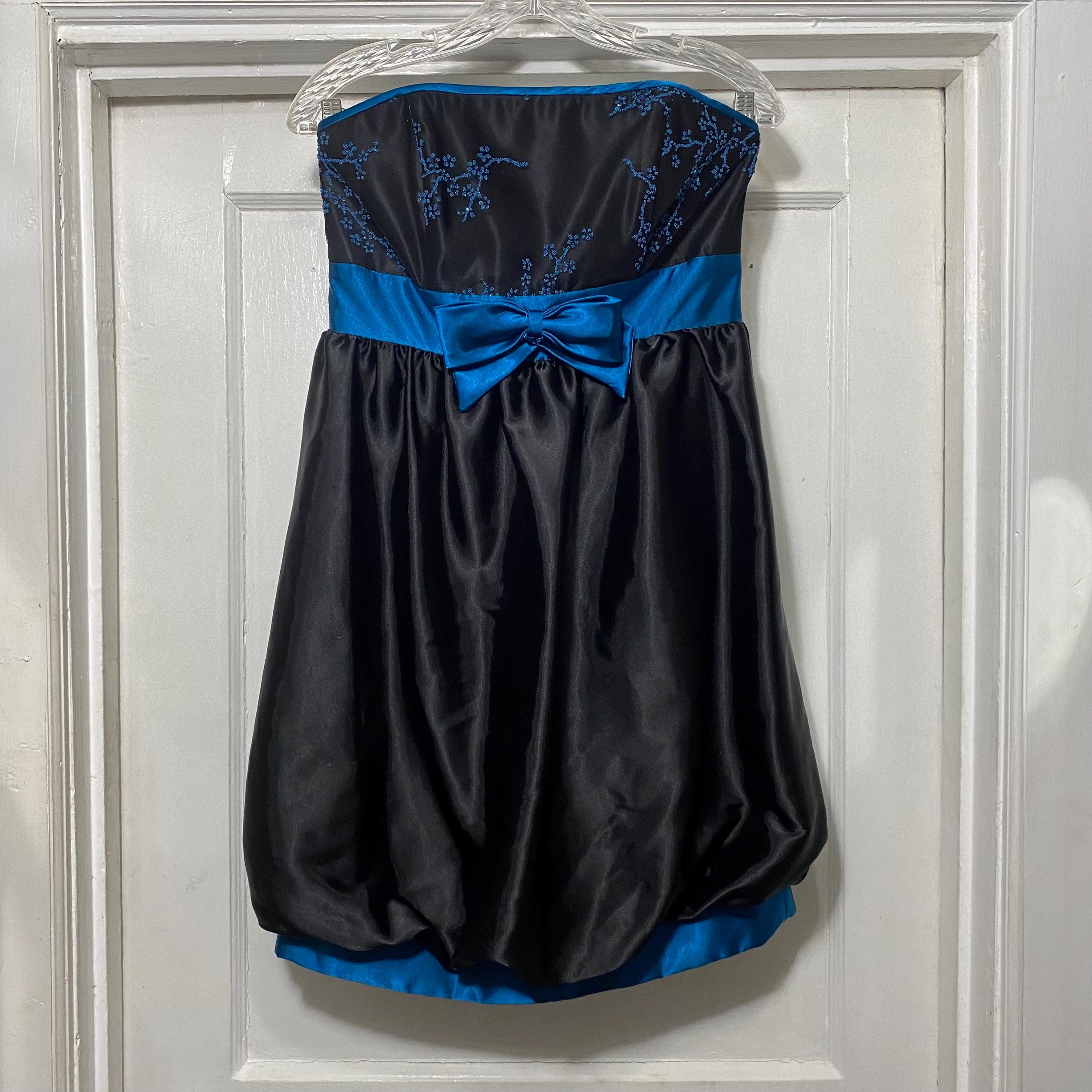 navy blue dress for baby girl 2000s NAF NAF silver satin bubble hem dress — INFINITE REGRESS main image 1