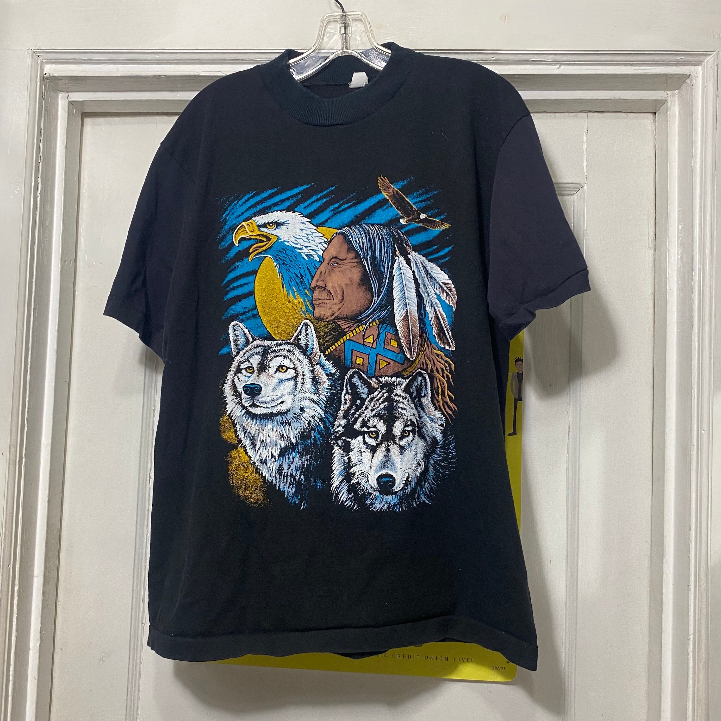 Nativi Americani Magliette Con I Lupi Ritratto Di Lupi Con Luna