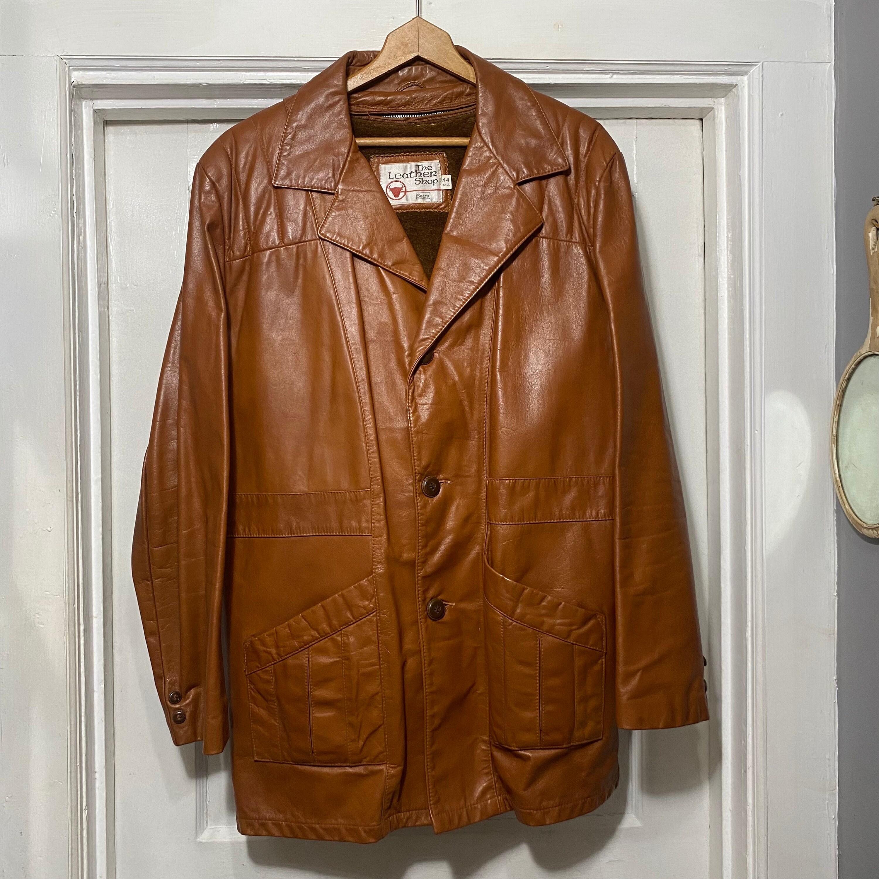 Vintage Sears The Leather Shop Brown Leather Jacket - Etsy 日本