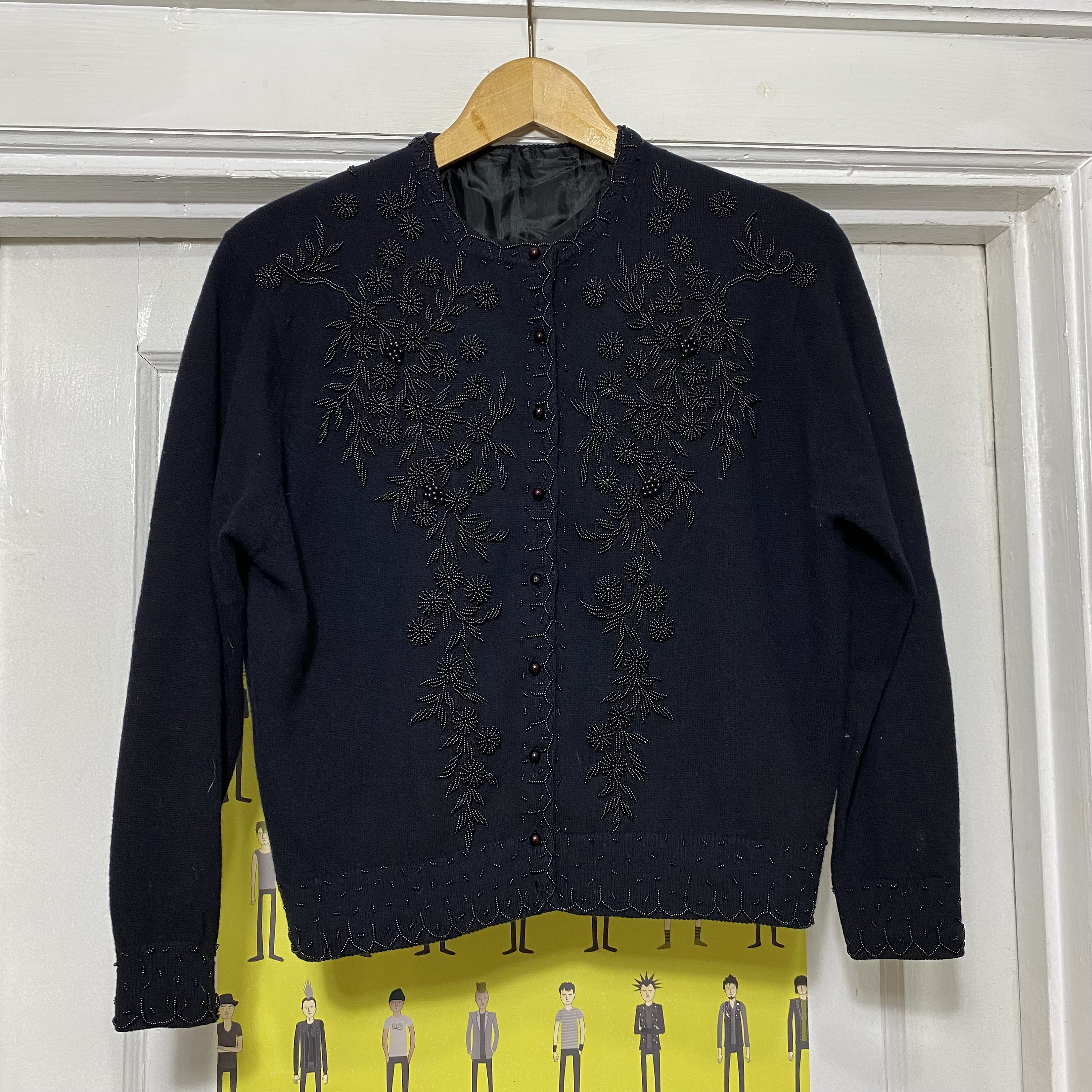Vintage 50s Delicately Beaded Black Cardigan Sweater - Etsy