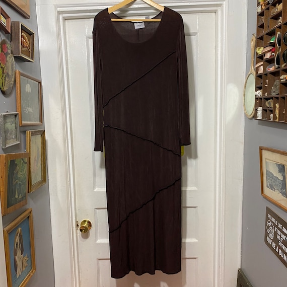 Vintage Brown Stretchy Maxi Dress by Chico’s Trave